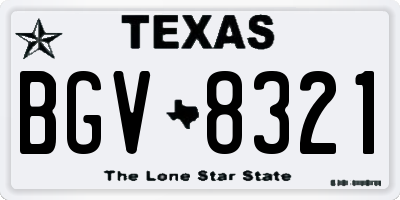 TX license plate BGV8321