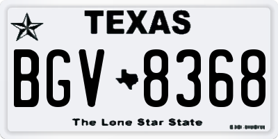 TX license plate BGV8368