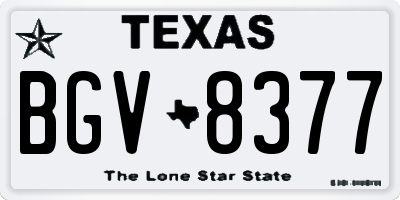 TX license plate BGV8377