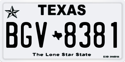 TX license plate BGV8381