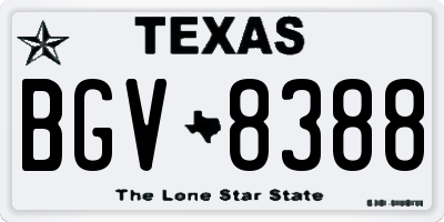 TX license plate BGV8388