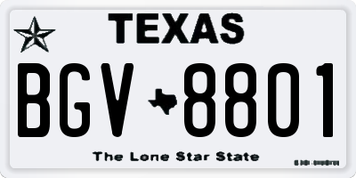 TX license plate BGV8801