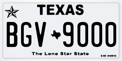 TX license plate BGV9000