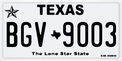 TX license plate BGV9003