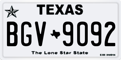 TX license plate BGV9092