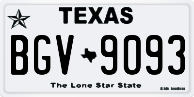 TX license plate BGV9093