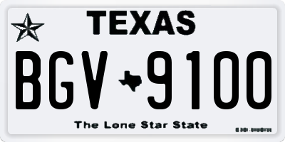 TX license plate BGV9100