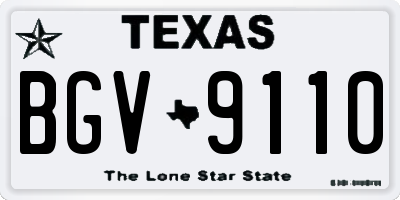 TX license plate BGV9110
