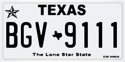 TX license plate BGV9111
