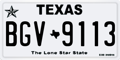 TX license plate BGV9113