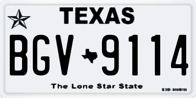 TX license plate BGV9114