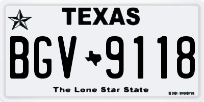 TX license plate BGV9118