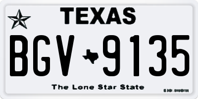 TX license plate BGV9135