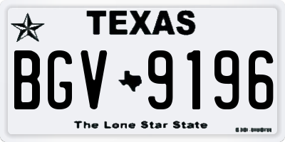 TX license plate BGV9196