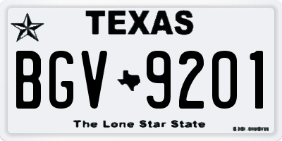 TX license plate BGV9201