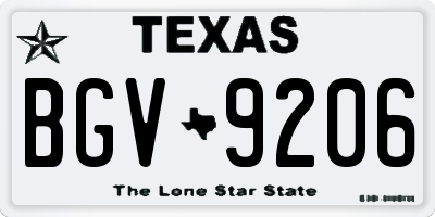 TX license plate BGV9206