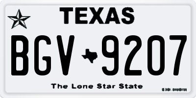 TX license plate BGV9207