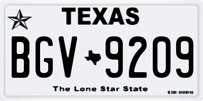 TX license plate BGV9209