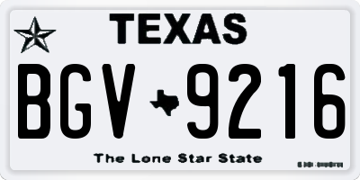 TX license plate BGV9216