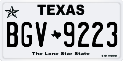 TX license plate BGV9223
