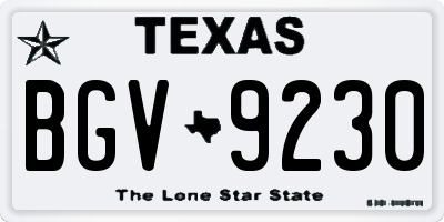 TX license plate BGV9230