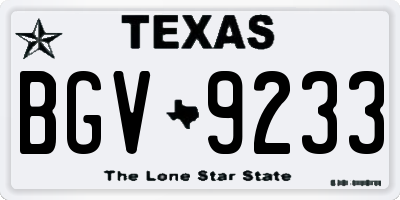 TX license plate BGV9233