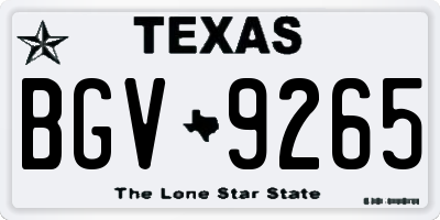 TX license plate BGV9265