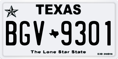 TX license plate BGV9301