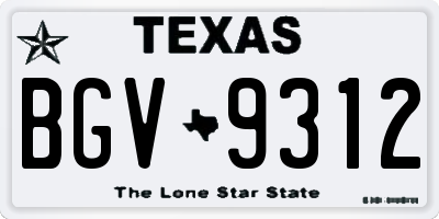 TX license plate BGV9312