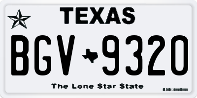 TX license plate BGV9320