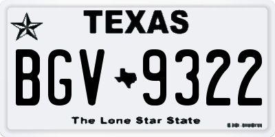 TX license plate BGV9322