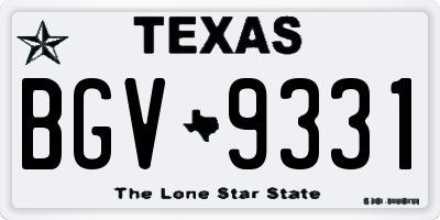 TX license plate BGV9331