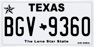 TX license plate BGV9360