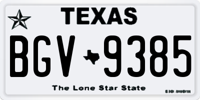 TX license plate BGV9385