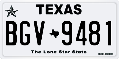 TX license plate BGV9481