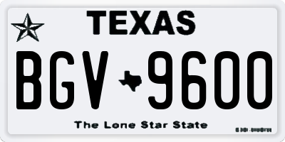 TX license plate BGV9600