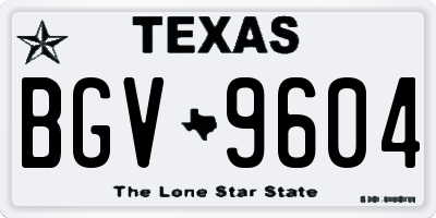 TX license plate BGV9604