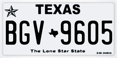 TX license plate BGV9605