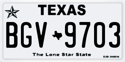 TX license plate BGV9703