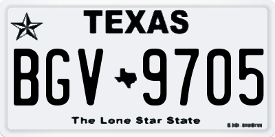 TX license plate BGV9705