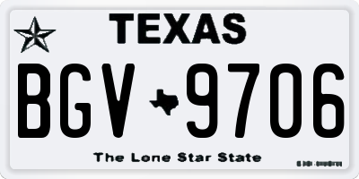 TX license plate BGV9706