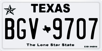 TX license plate BGV9707