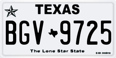 TX license plate BGV9725
