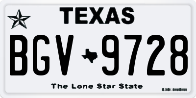 TX license plate BGV9728