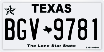 TX license plate BGV9781