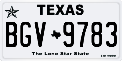 TX license plate BGV9783