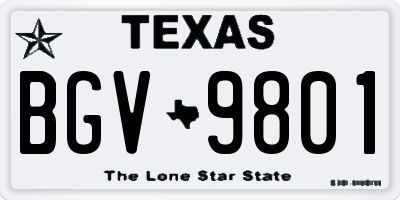 TX license plate BGV9801