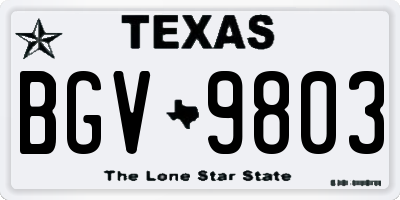 TX license plate BGV9803