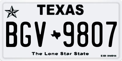TX license plate BGV9807