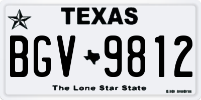 TX license plate BGV9812